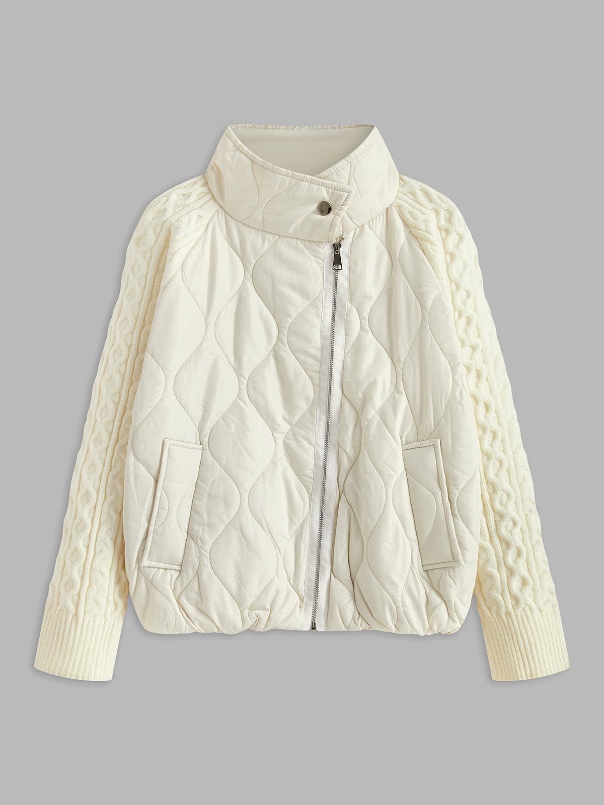 Düğmeli Klipsli Yaka Panelli Örgü Ceket