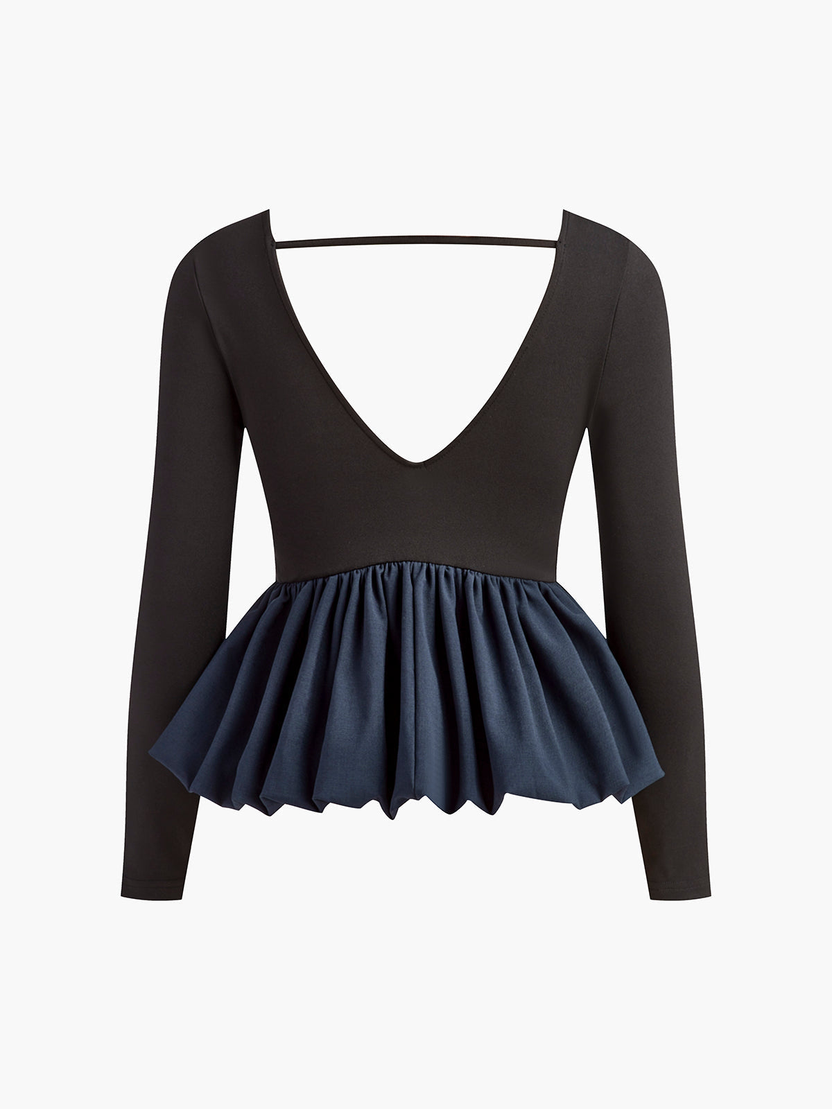 Fiyonk Detaylı Uzun Kollu V Yaka Bluz