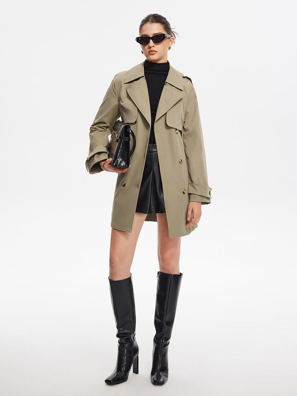 Geniş Kemerli Yaka Trençkot