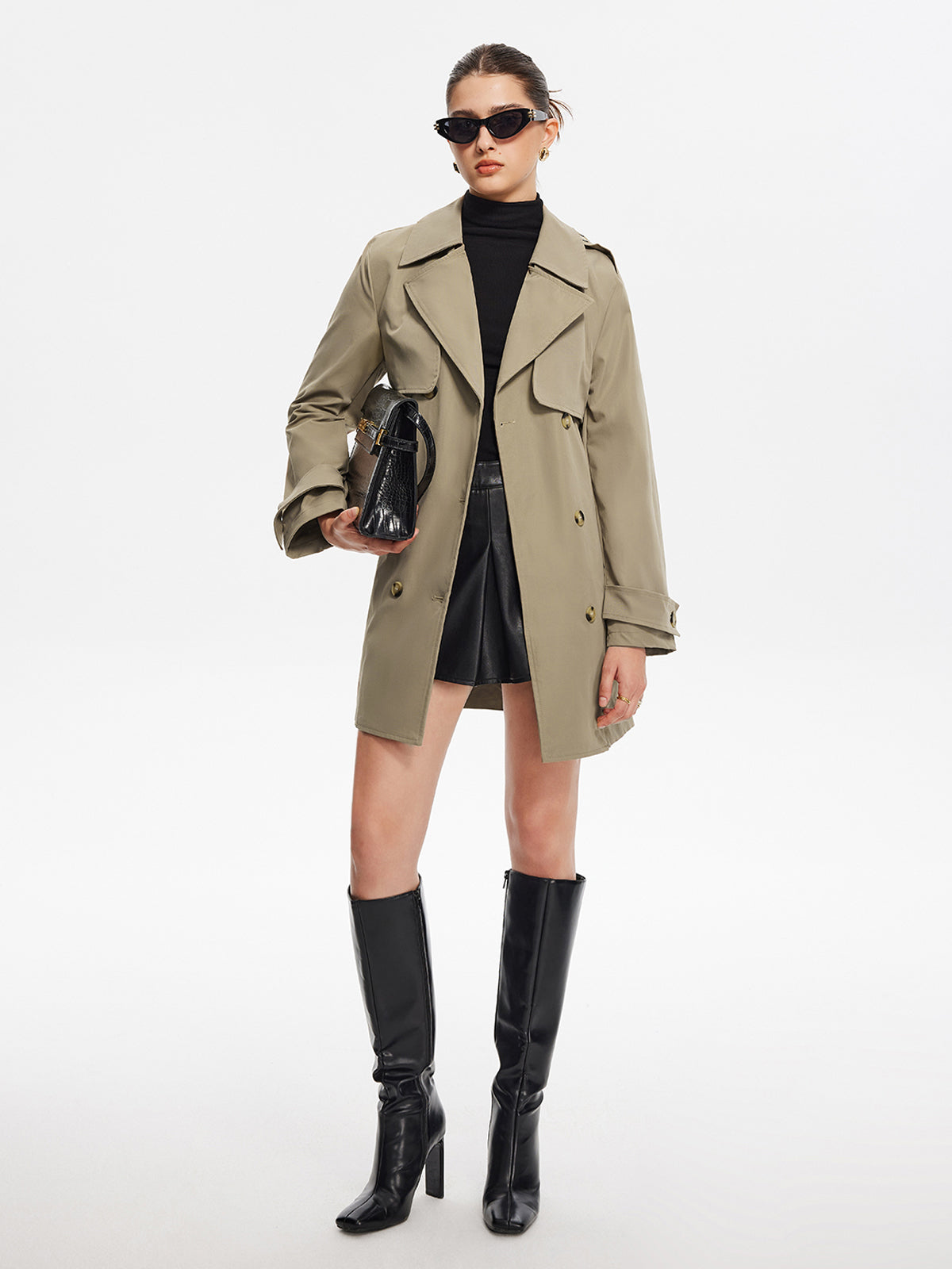 Geniş Kemerli Yaka Trençkot