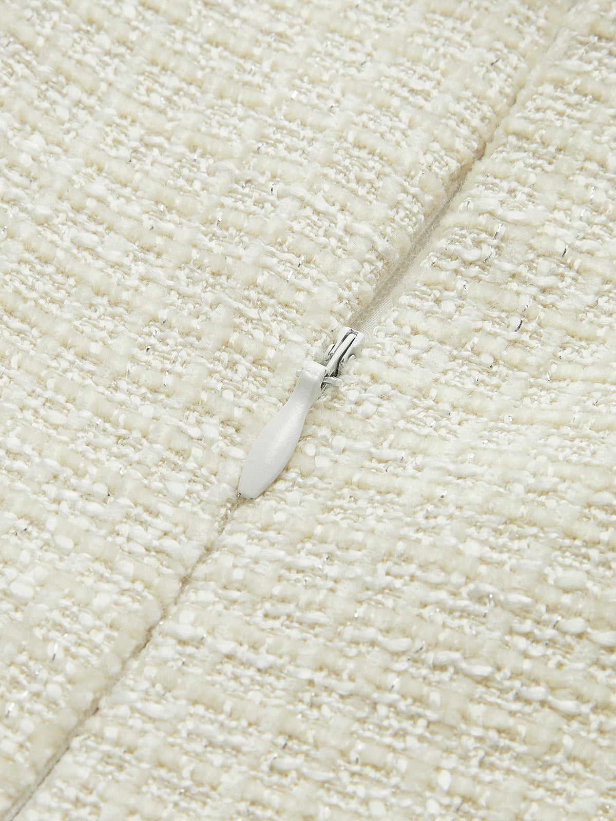 Kontrast Bağlama Detaylı Pliseli Tweed Kısa Elbise