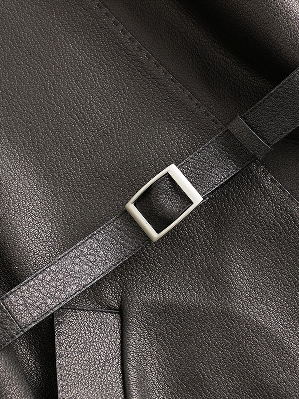 Obsidian Belted Leather Blazer