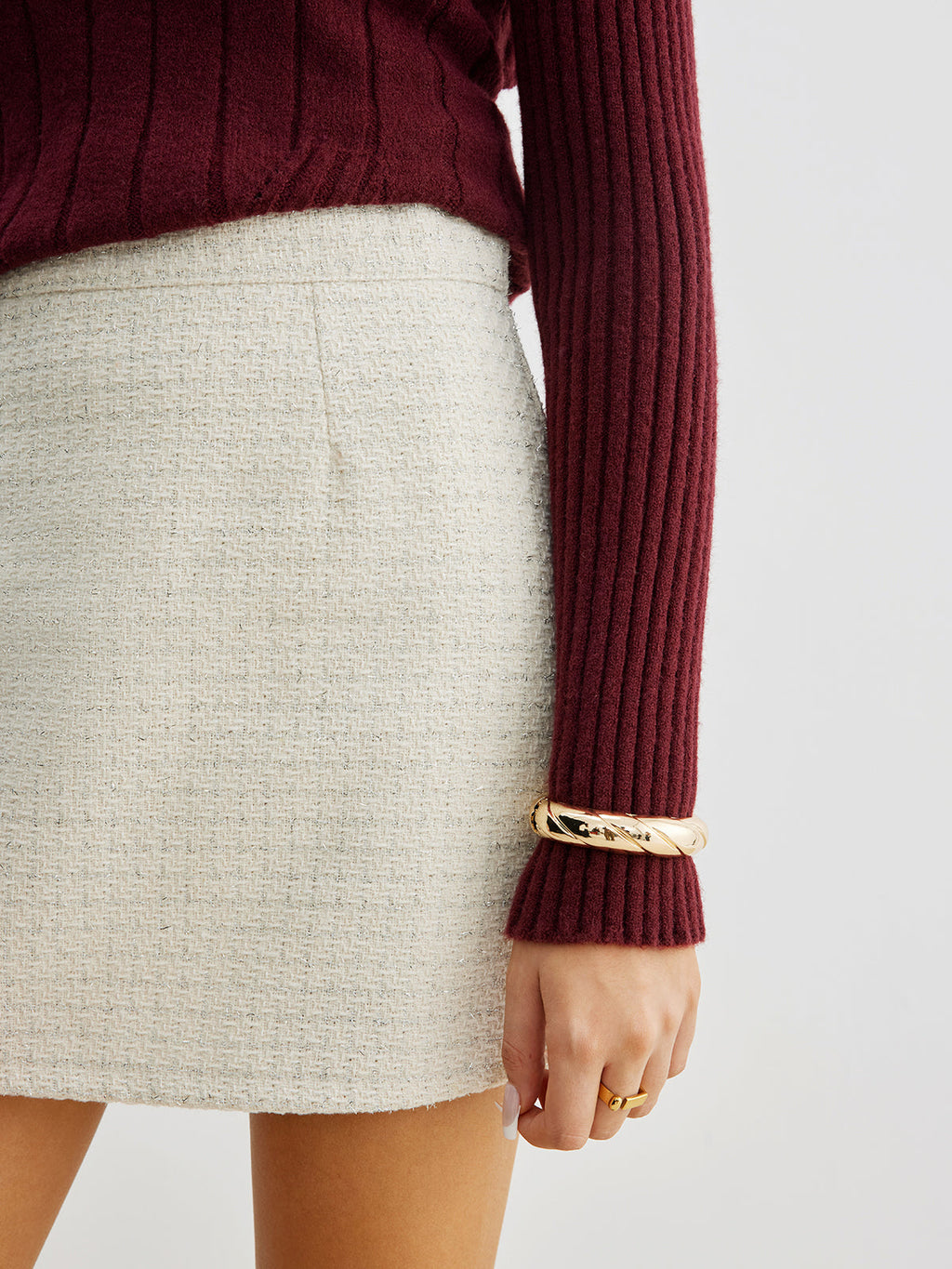 Tüvit Fermuarlı A-Line Mini Etek