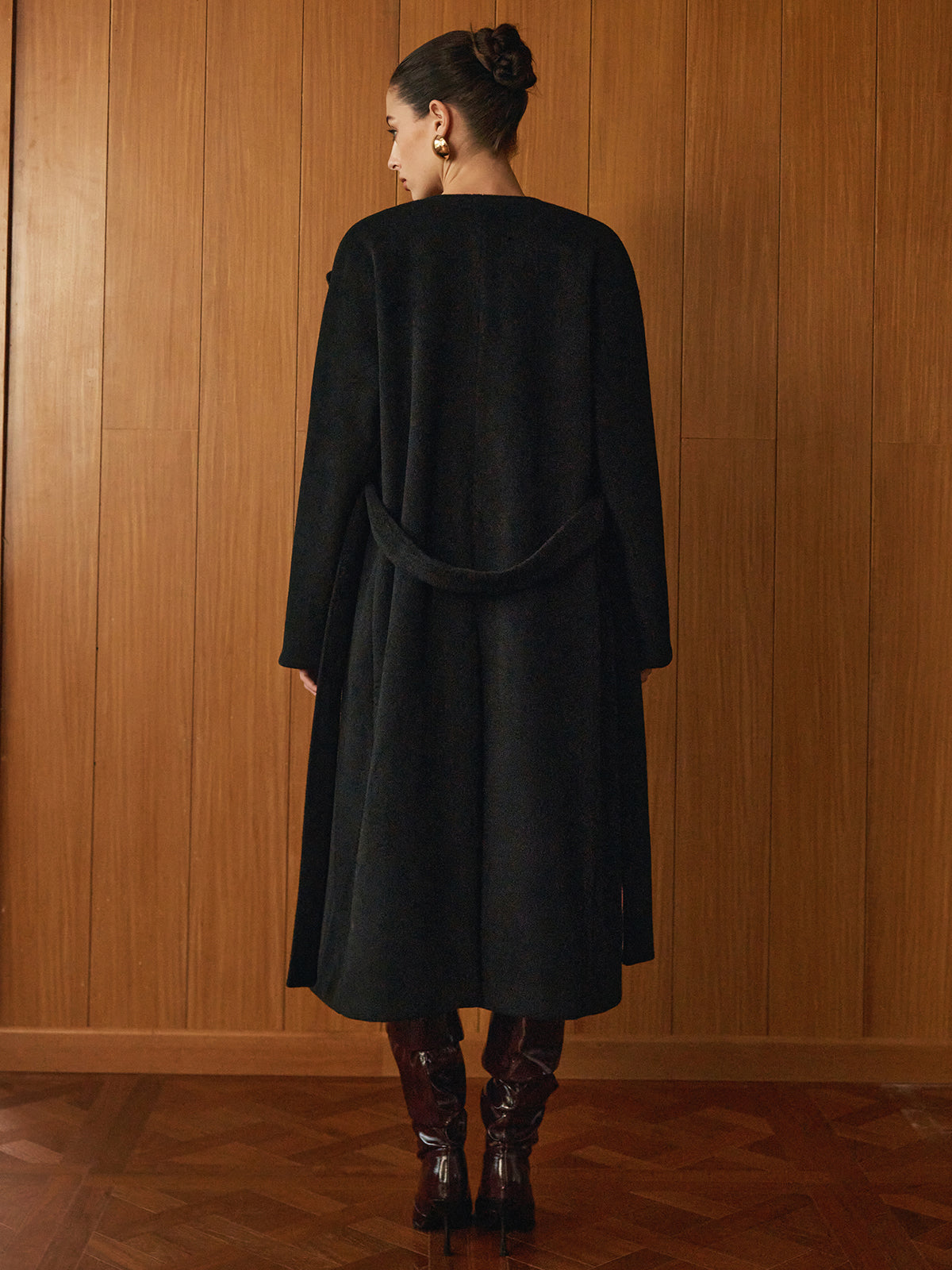 Eşarplı Çok Yönlü Kemerli Sıcak Tutan Kaban