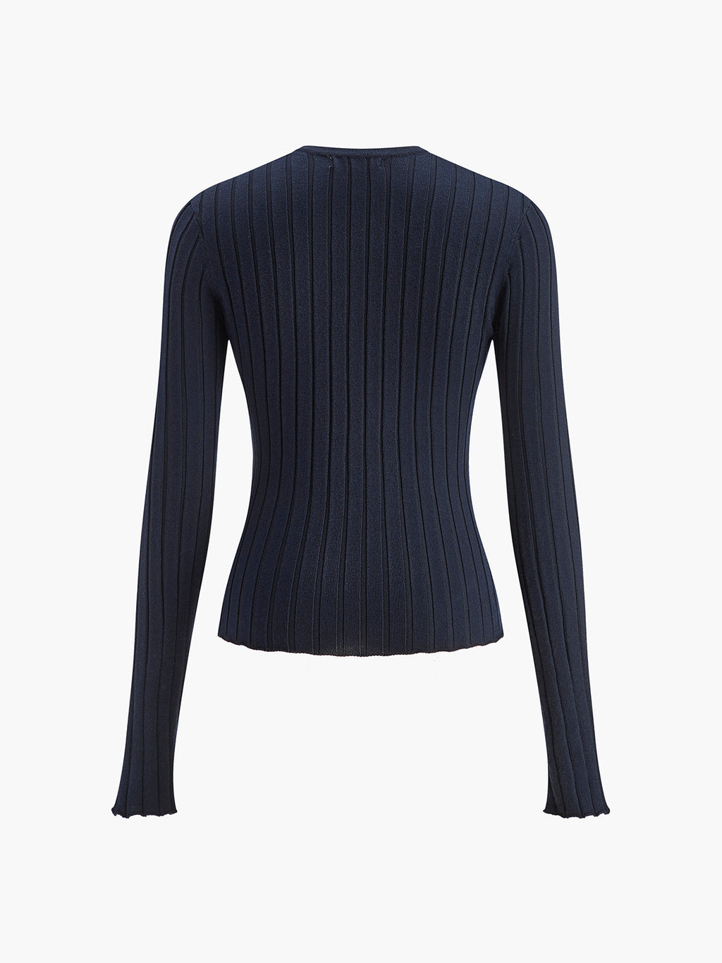 Yuvarlak Yaka Düğmeli Skinny Örgü Üst