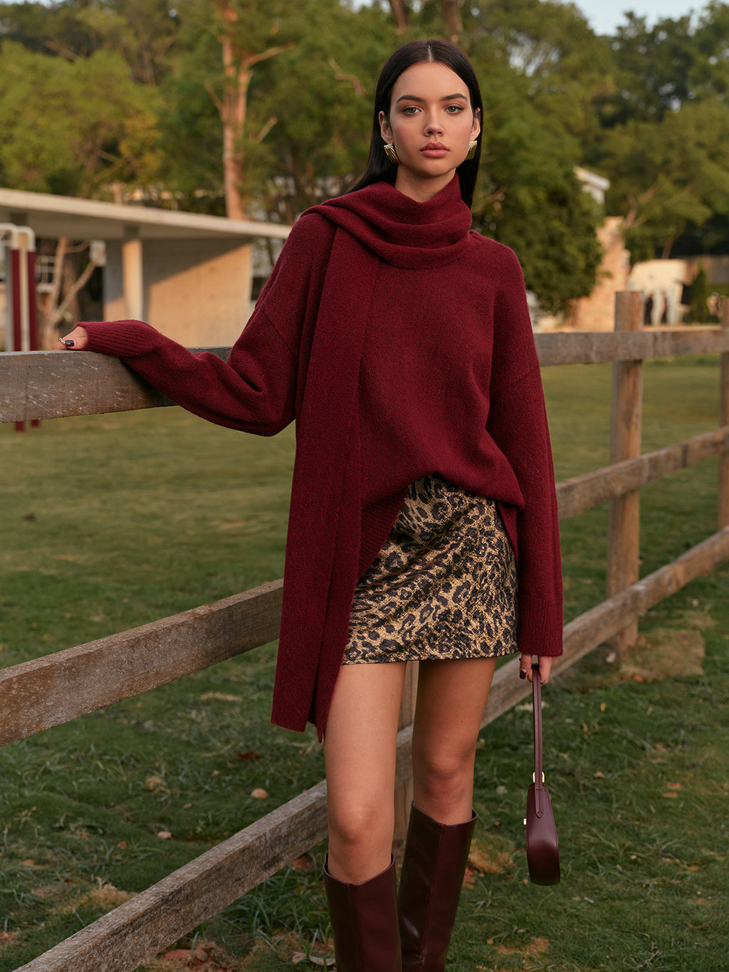 Eşleşen Eşarplı Düz Vardiyalı Kazak