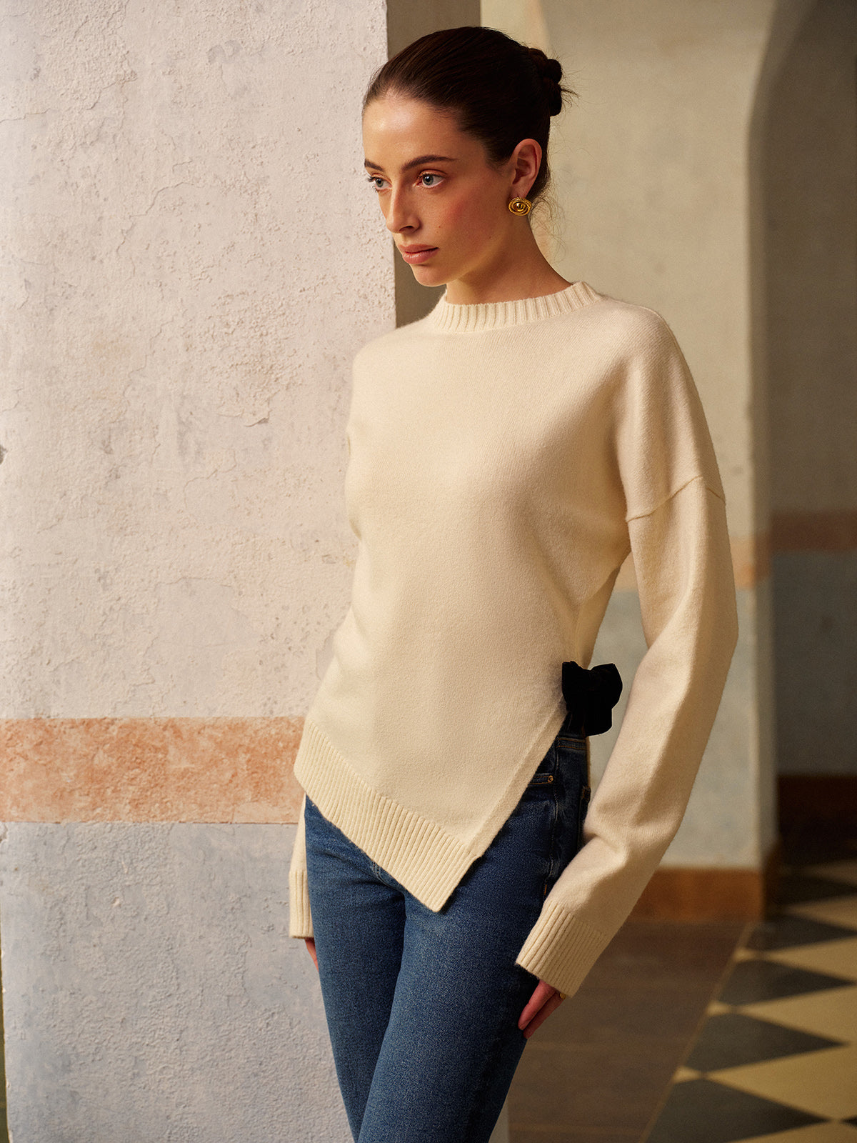 Fiyonk Dekora Yüksek Streç Yırtmaçlı Kazak