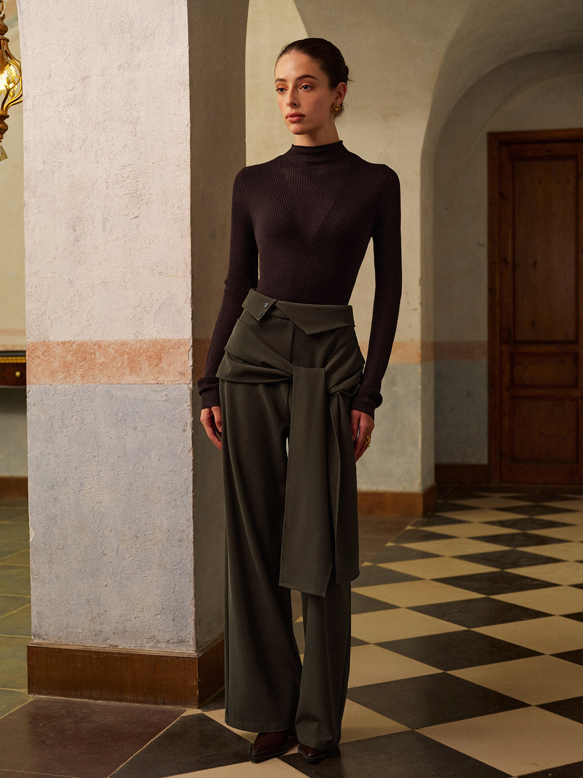 Yün Karışımlı Ribana Örgü Üst