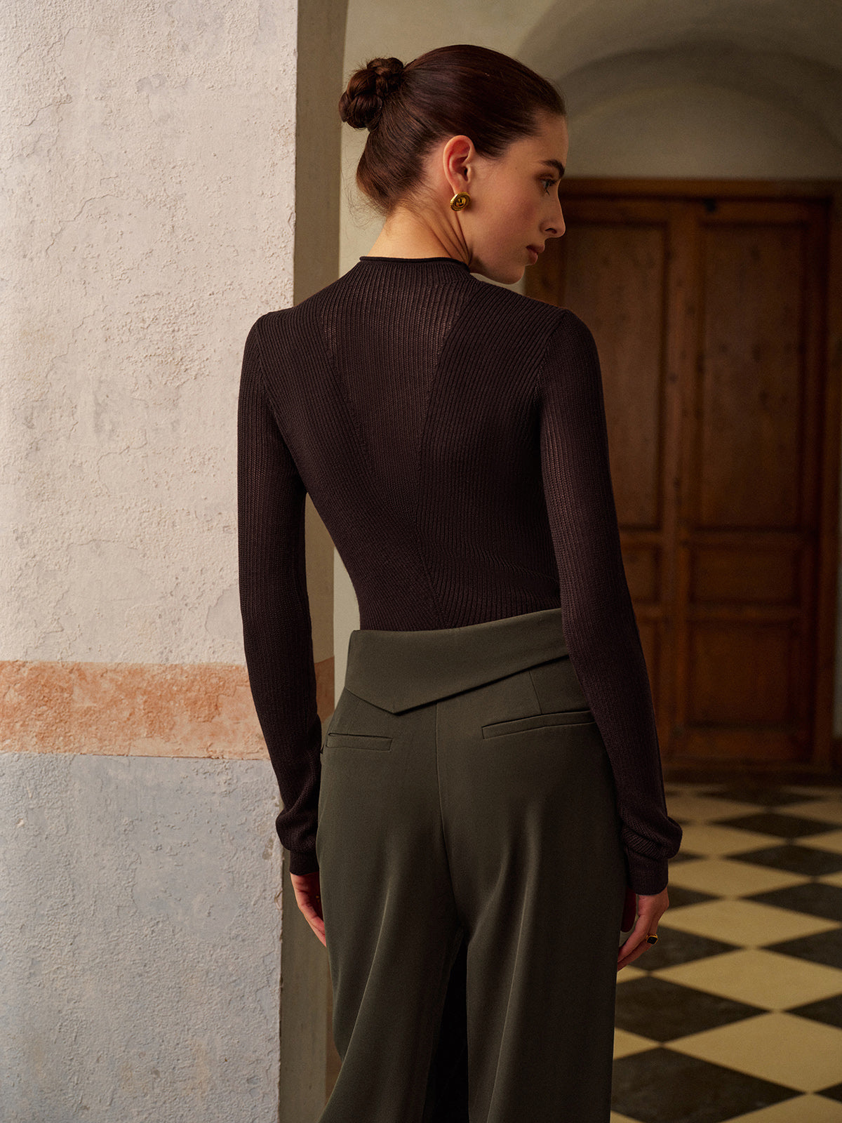 Yün Karışımlı Ribana Örgü Üst