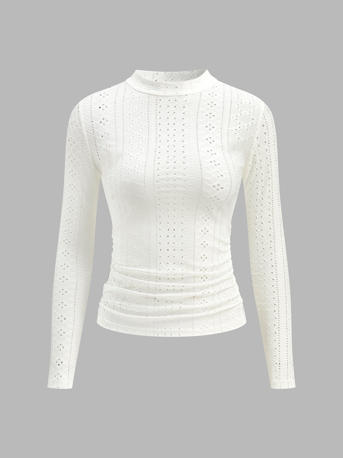 Dik Yaka Yandan Pileli Skinny Üst