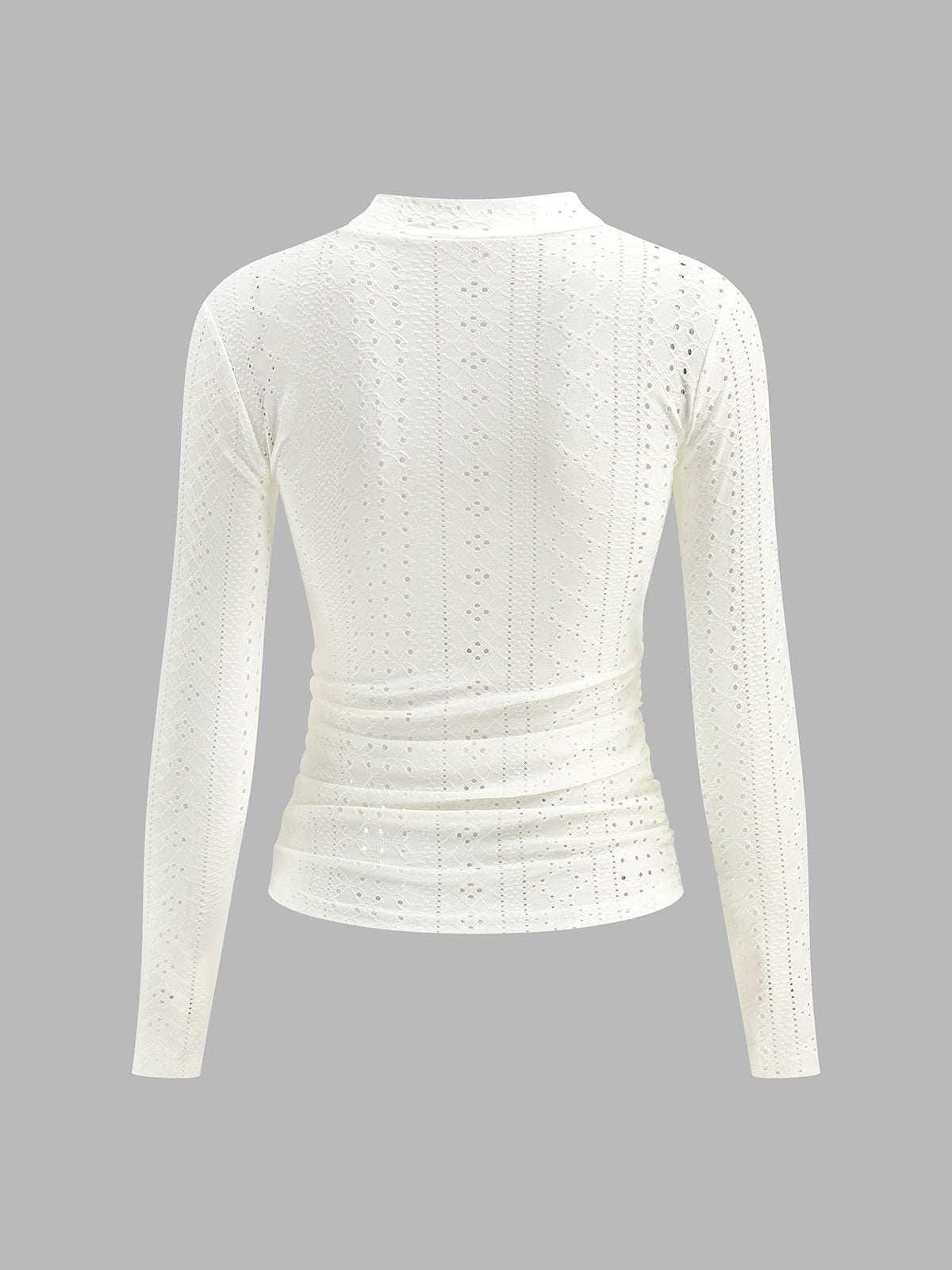 Dik Yaka Yandan Pileli Skinny Üst