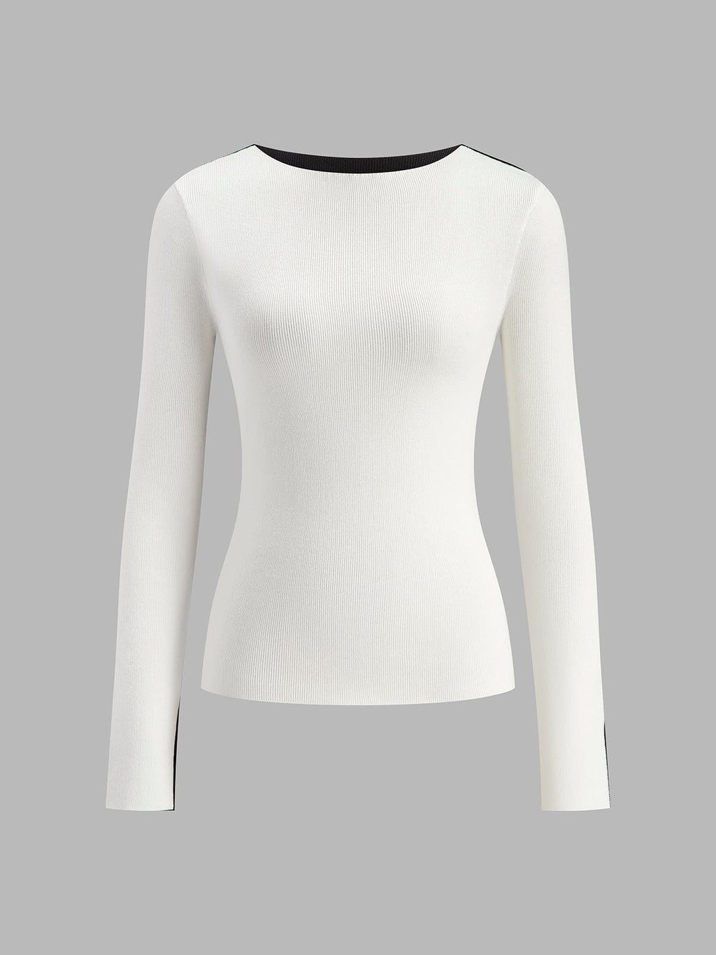 Siyah-Beyaz Kontrast Uzun Kollu Kazak