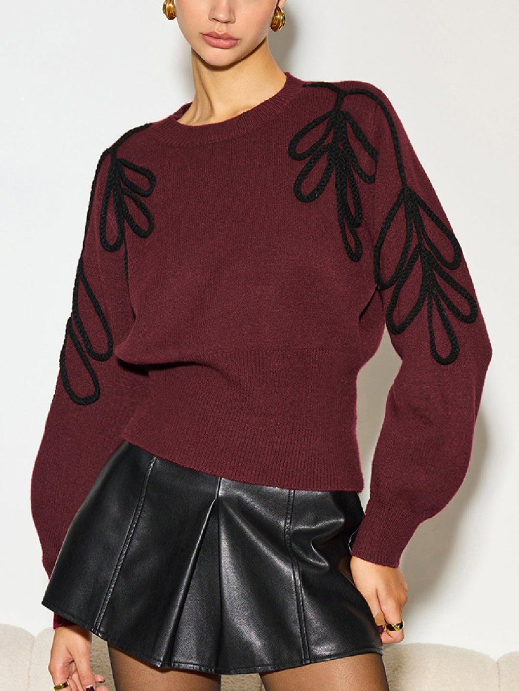 Jakarlı Kınalı Bel Örgü Üst