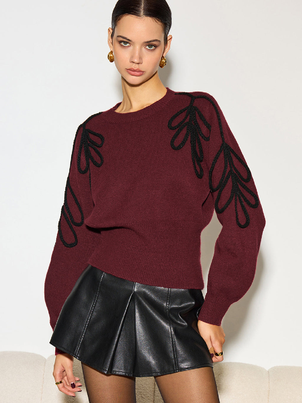 Jakarlı Kınalı Bel Örgü Üst