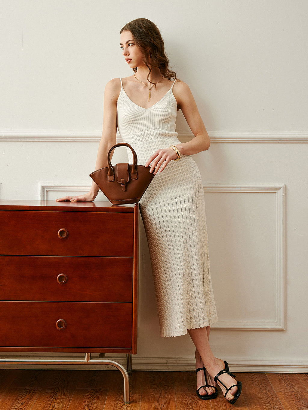 Şık Ribanalı Triko Elbise, İnce Askılı