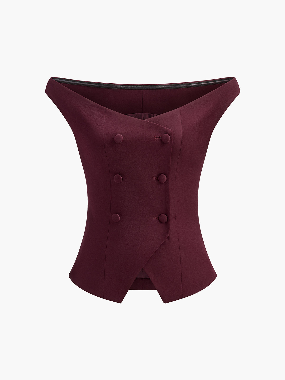 Soğuk Omuz Düğmeli Yırtmaçlı Üst