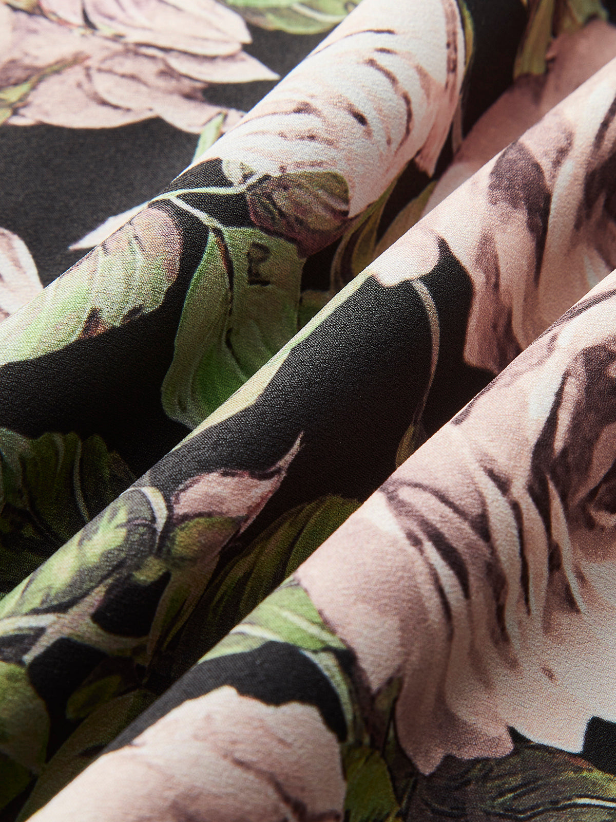 Çiçek Desenli Dantel Kenar Detaylı Bağlamalı Elbise