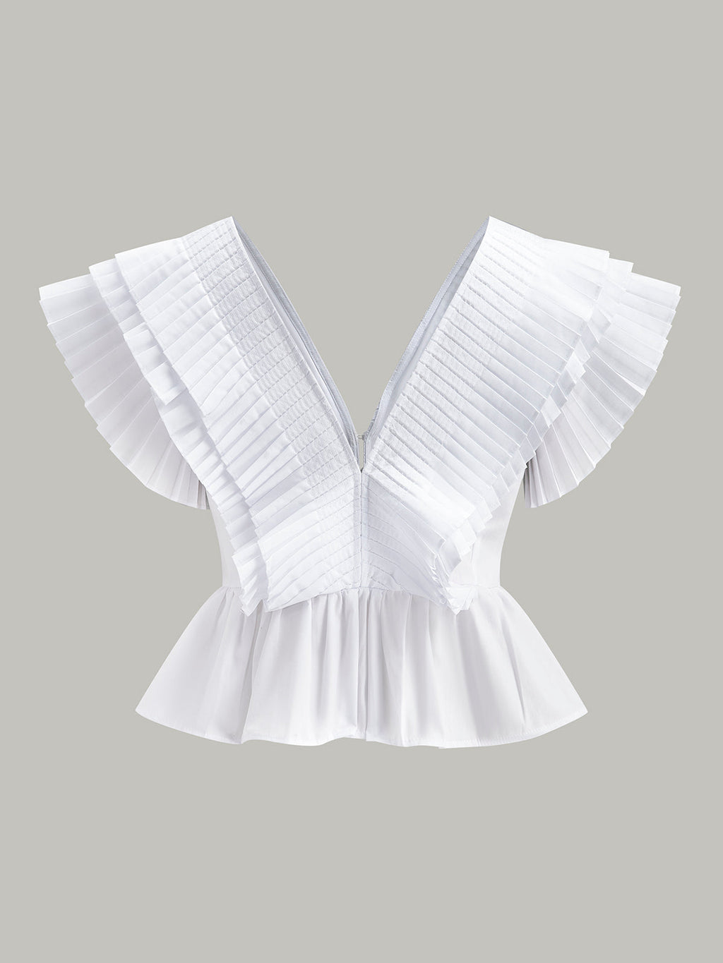 Şık Fırfırlı V Yaka Üst, Şık Düğme Detaylarıyla