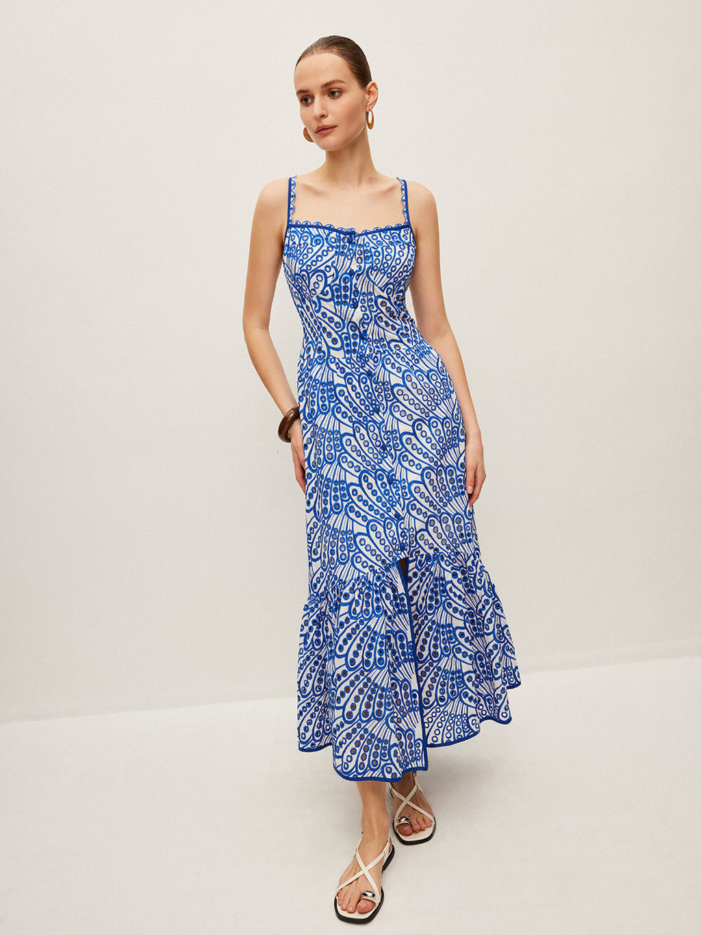 Şirin Pamuklu İşlemeli Askılı Elbise