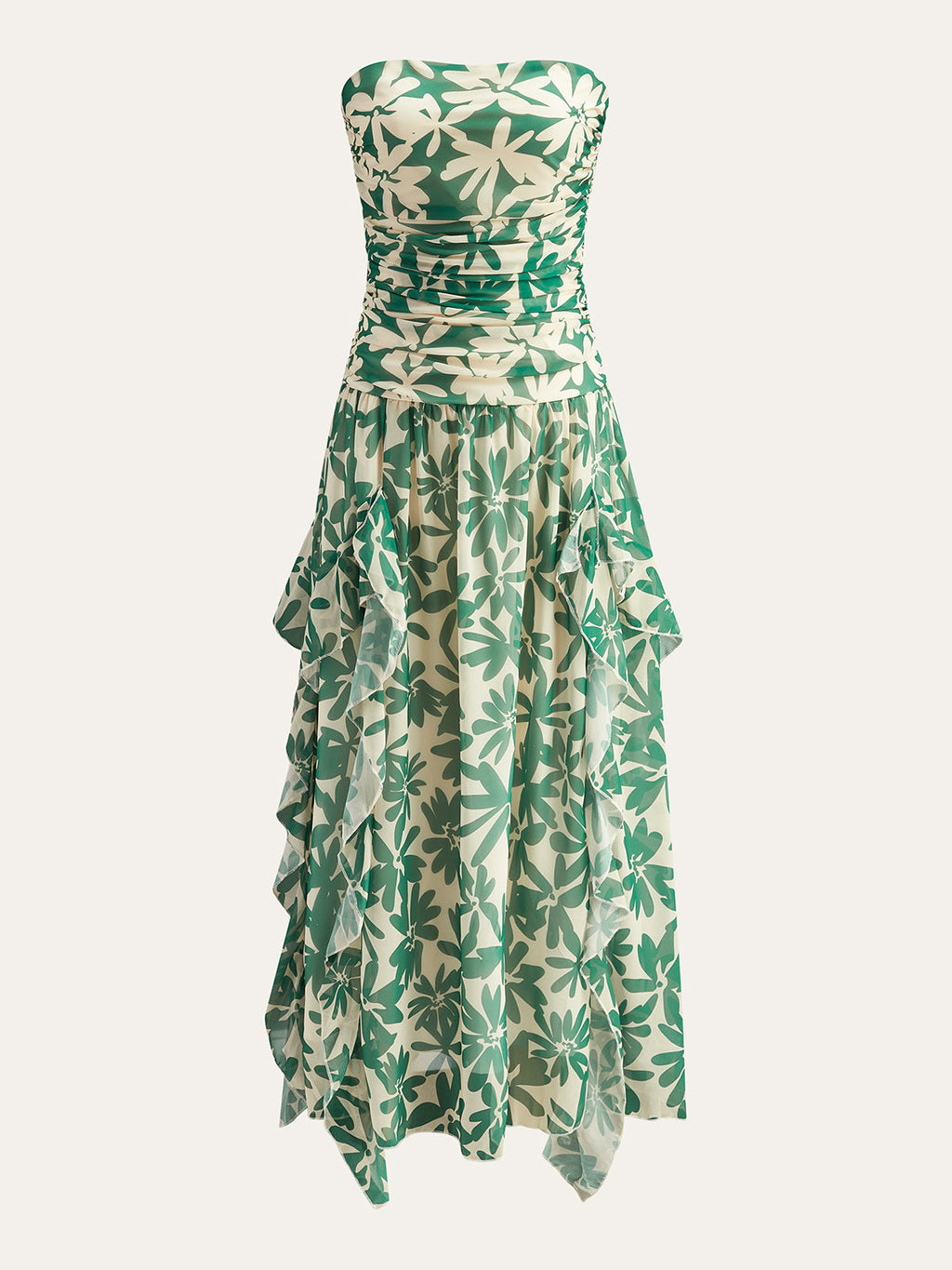 Şirin Askısız Çiçek Desenli Elbise ve Oyunlu Kabarık Detaylar