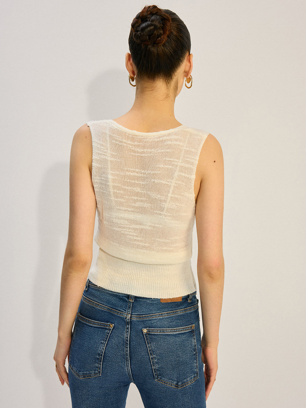 Metal Dekorlu Örgü Atlet