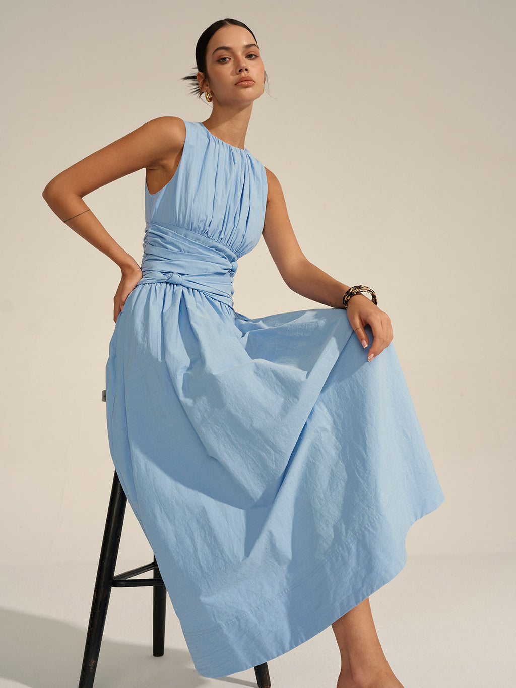 Volanlı Bel Maxi Elbise