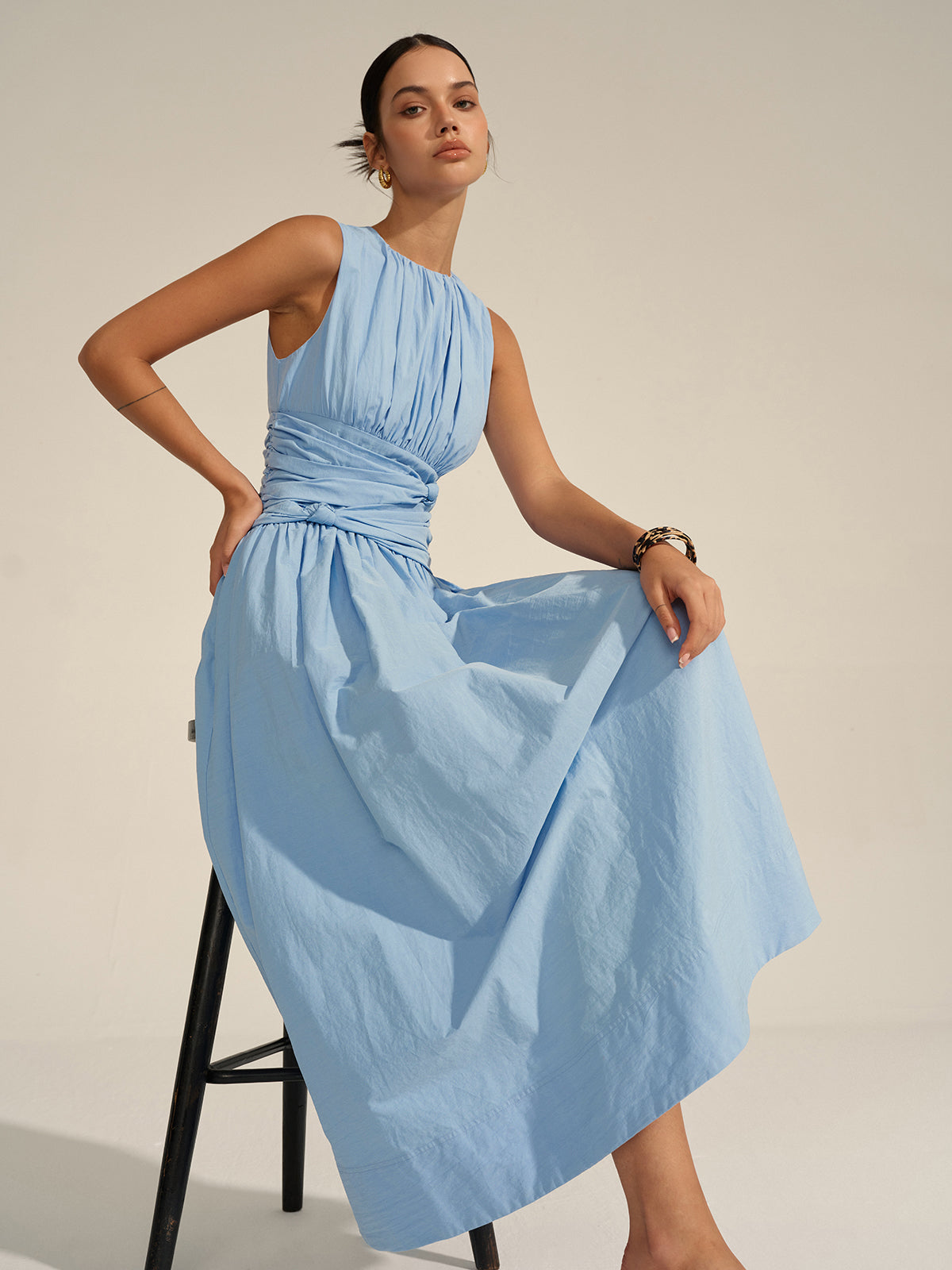 Volanlı Bel Maxi Elbise