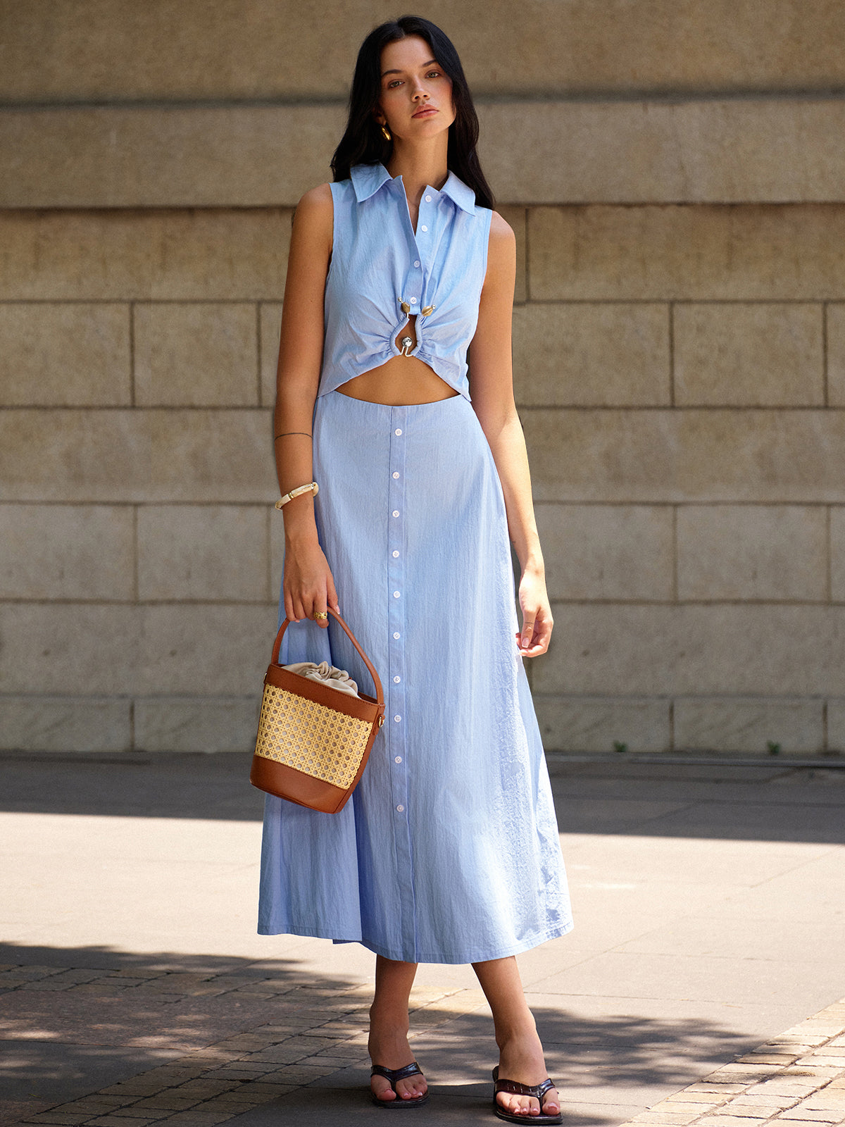 Metal Dekor Kesim Elbise