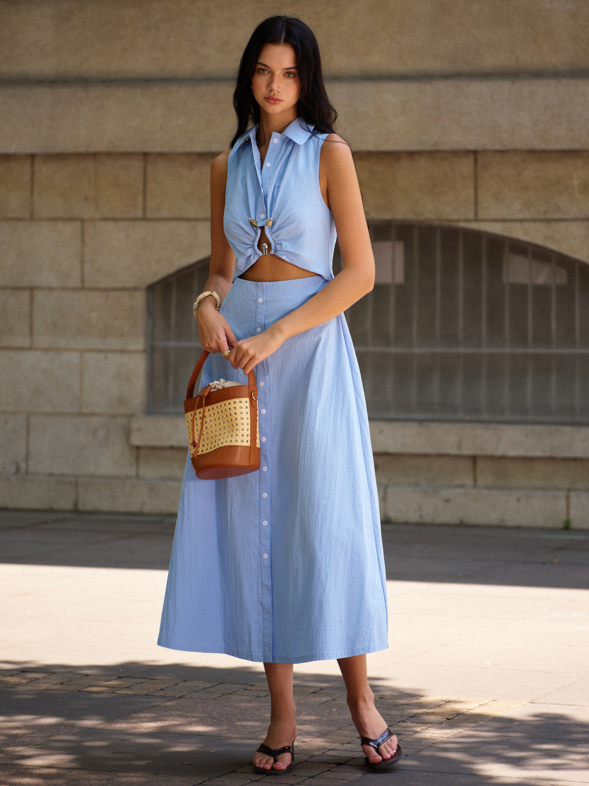 Metal Dekor Kesim Elbise