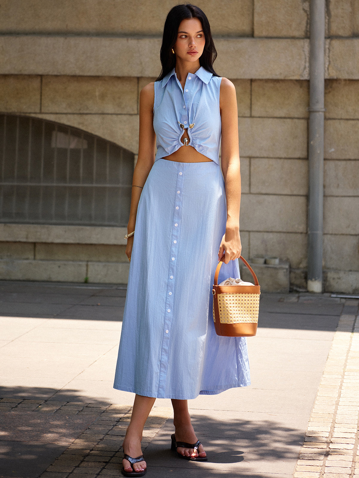 Metal Dekor Kesim Elbise