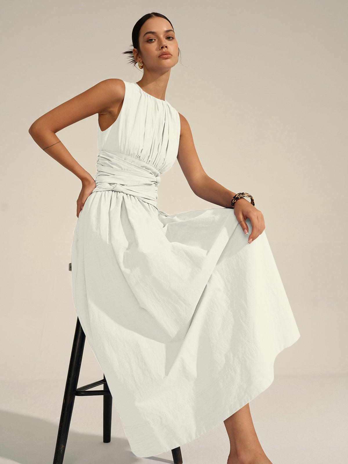 Volanlı Bel Maxi Elbise