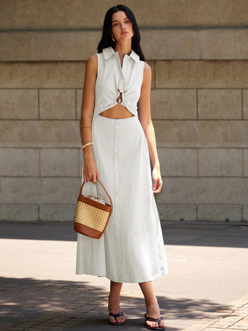 Metal Dekor Kesim Elbise