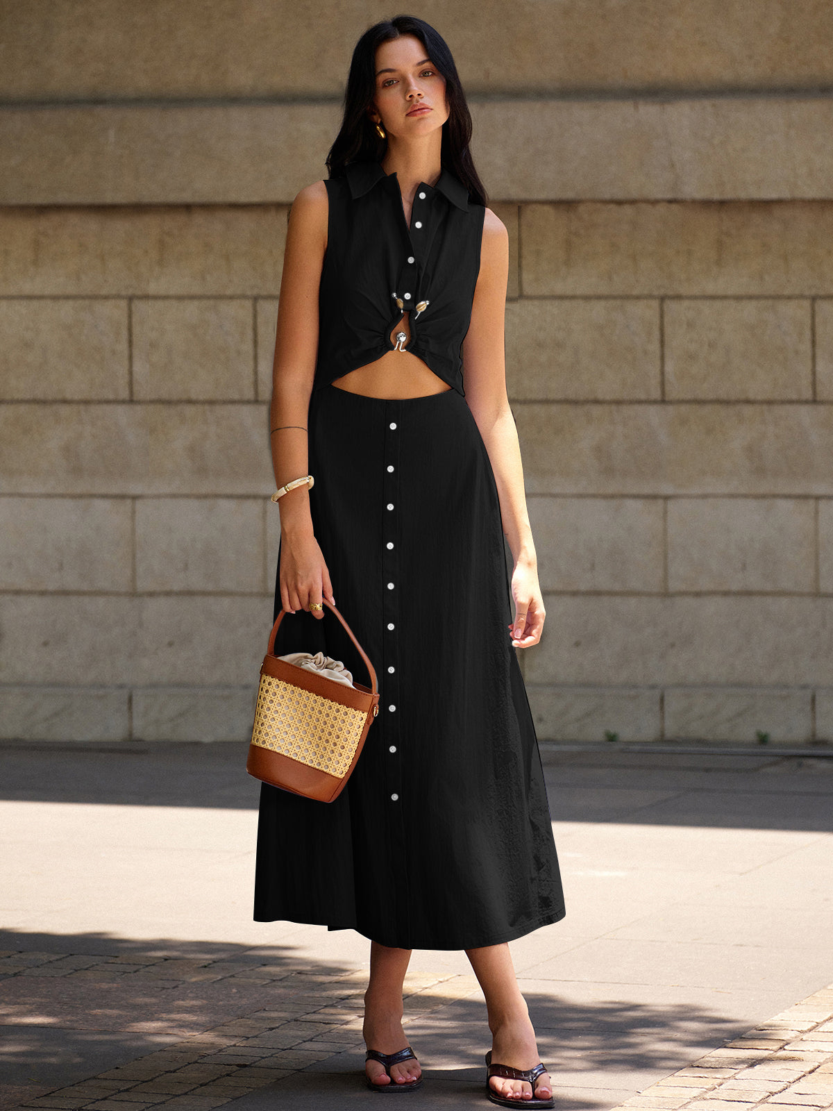 Metal Dekor Kesim Elbise