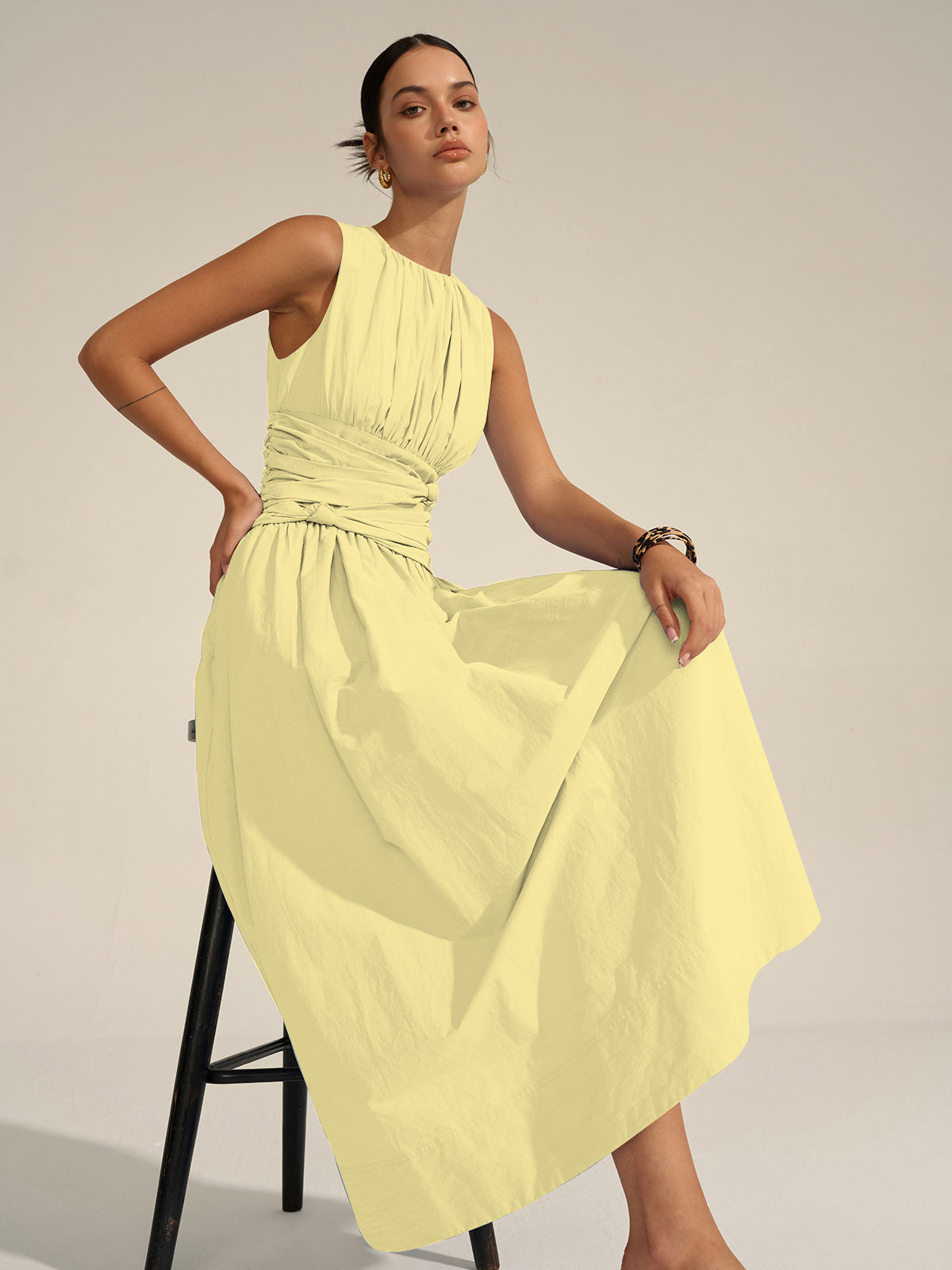 Volanlı Bel Maxi Elbise