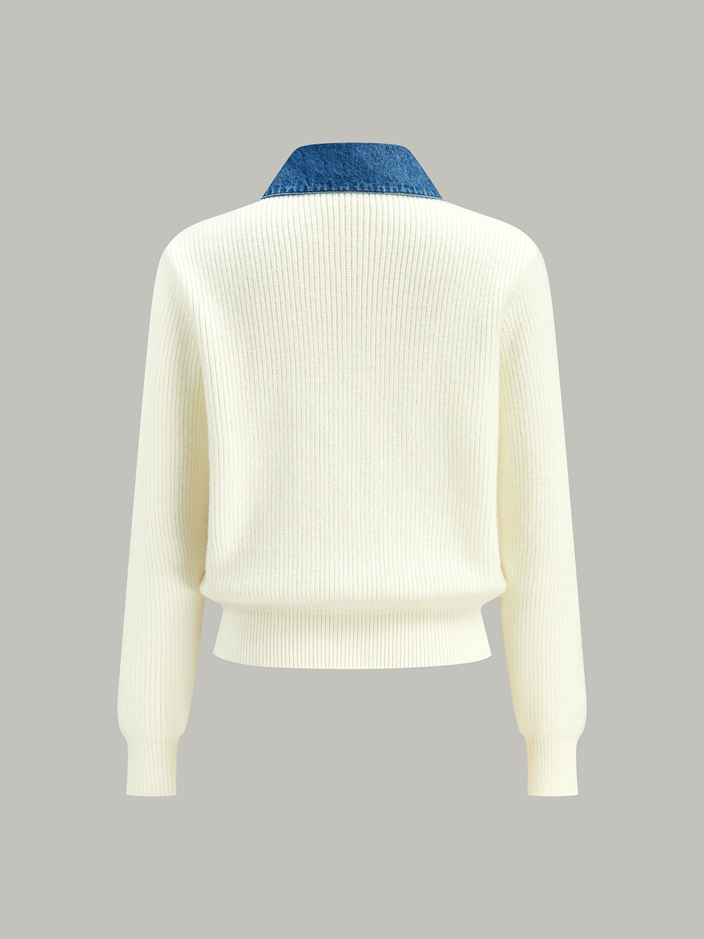 Denim Kenar Biyeli Örgü Hırka