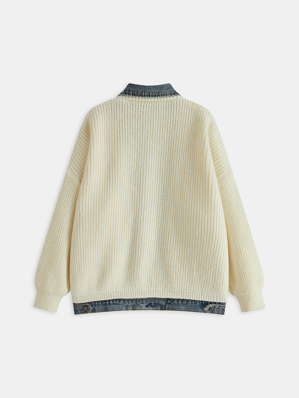 Denim Detaylı 2’si 1 Arada Triko Hırka