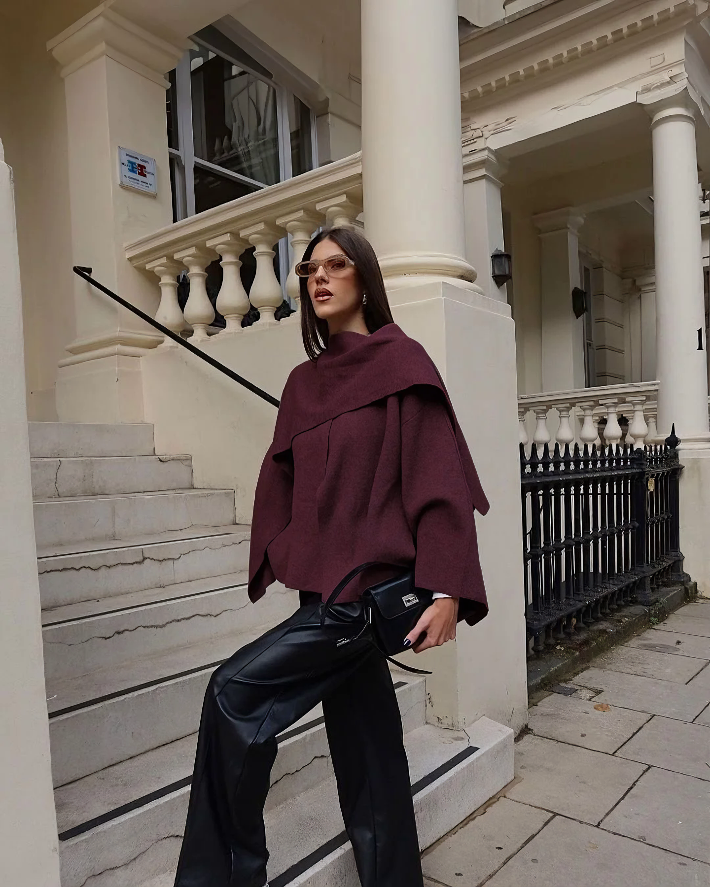 Bordo Şık Eşarp Yaka Ceket