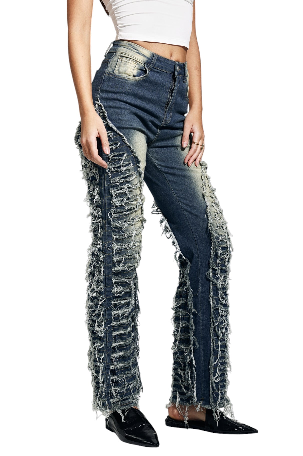 Püskül ve Büzgü Detaylı Jean