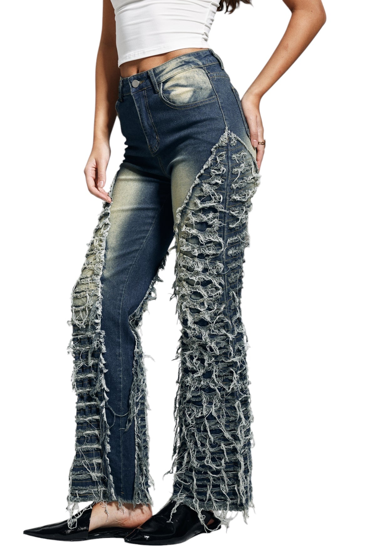 Püskül ve Büzgü Detaylı Jean