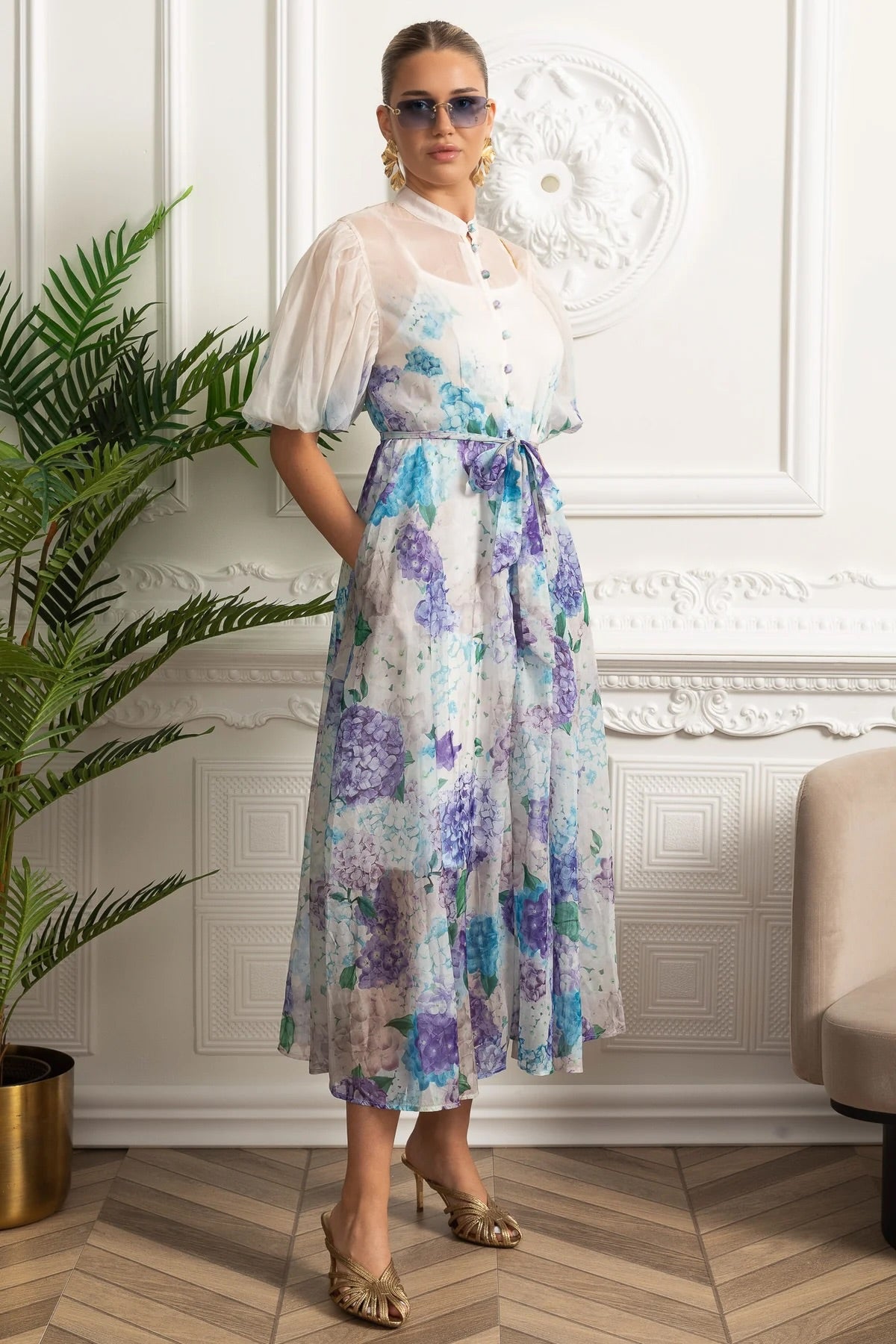 İpek Midi Gömlek Elbise