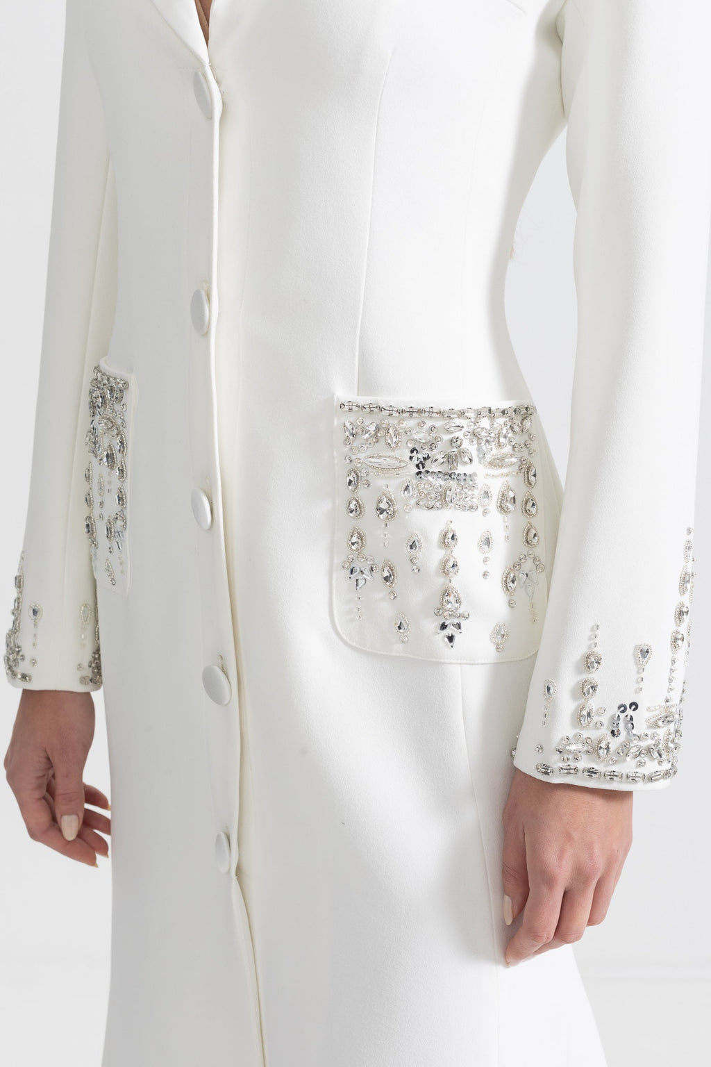 Beyaz Uzun Silüet Elbise