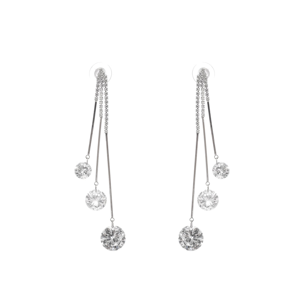 Solada kristal sallantılı damla küpe