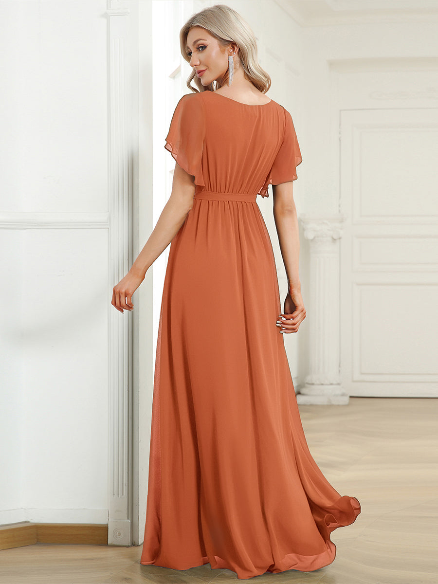 Kuşaklı Şifon Nedime Elbise