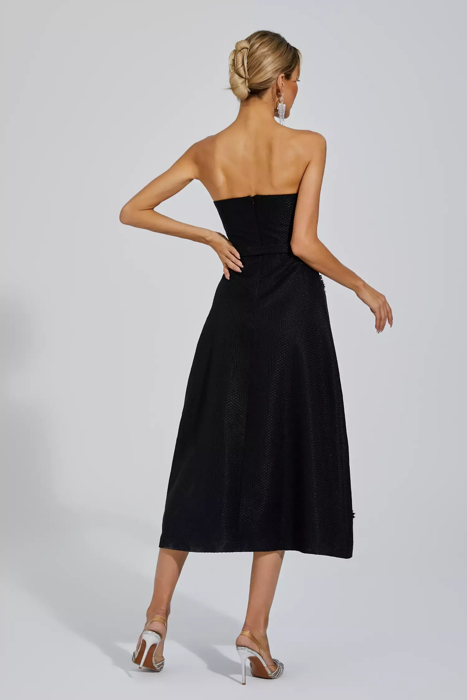 Emberlynn Siyah Beyaz Patchwork Maxi Elbise