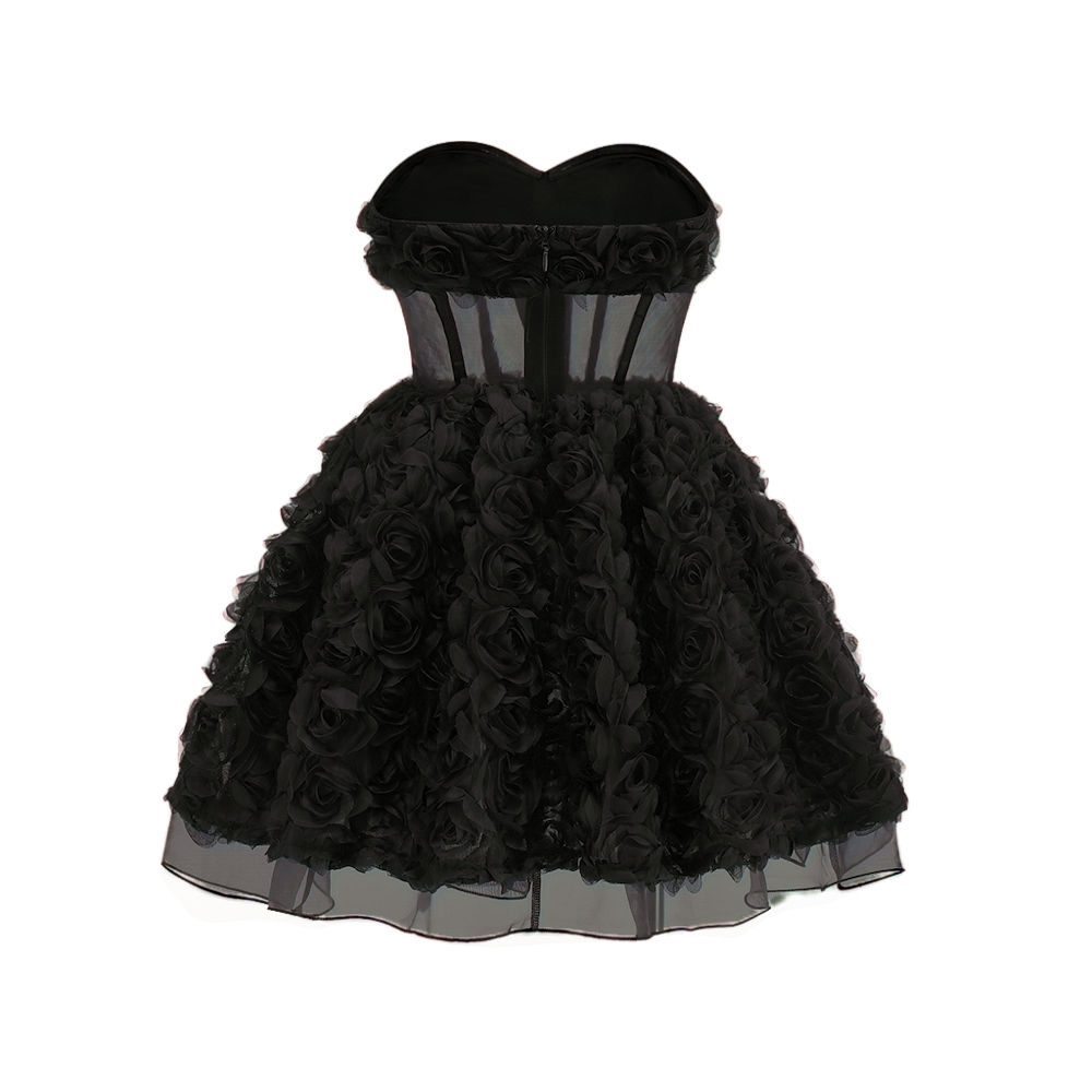 Rachel Siyah Bloom Korse Mini Elbise