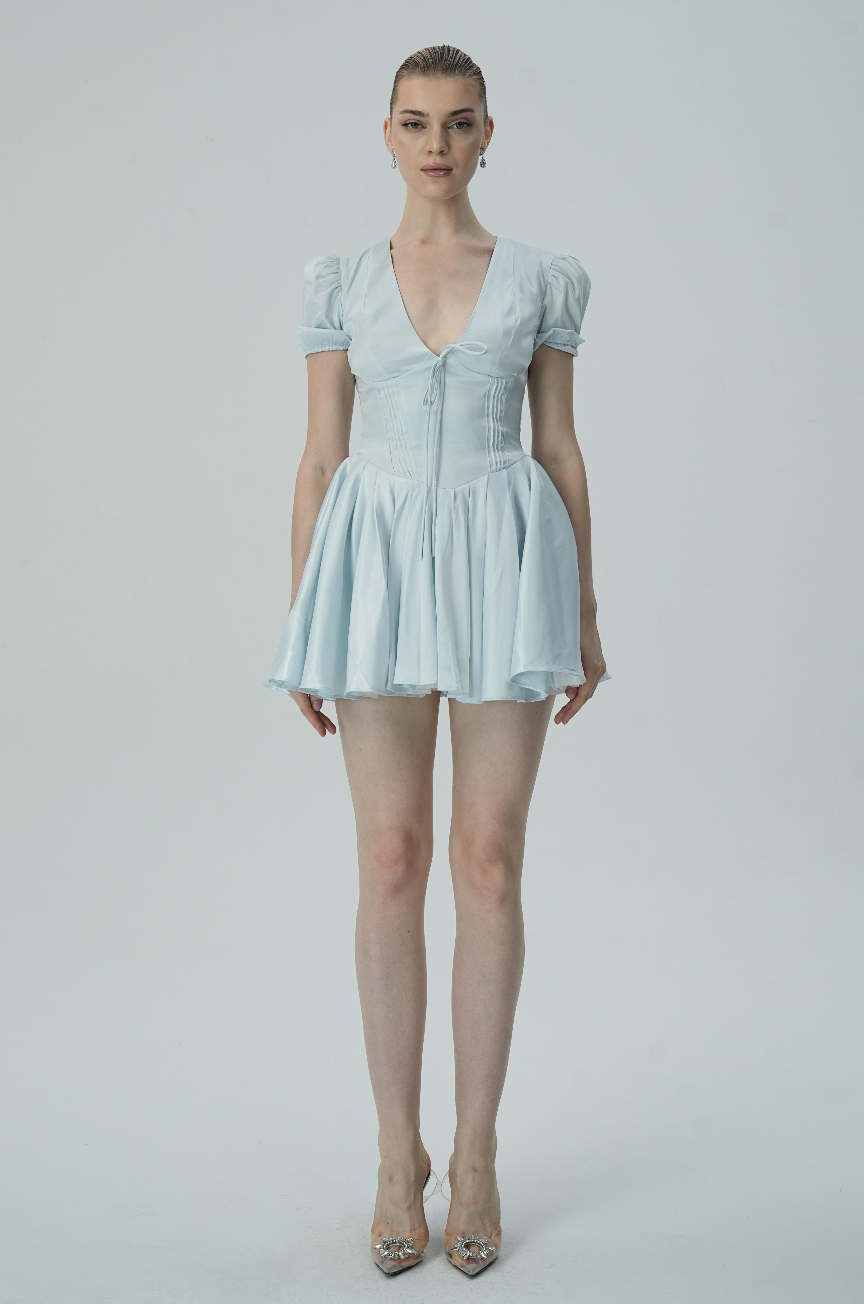 Şık Puf Kollu Mini Elbise