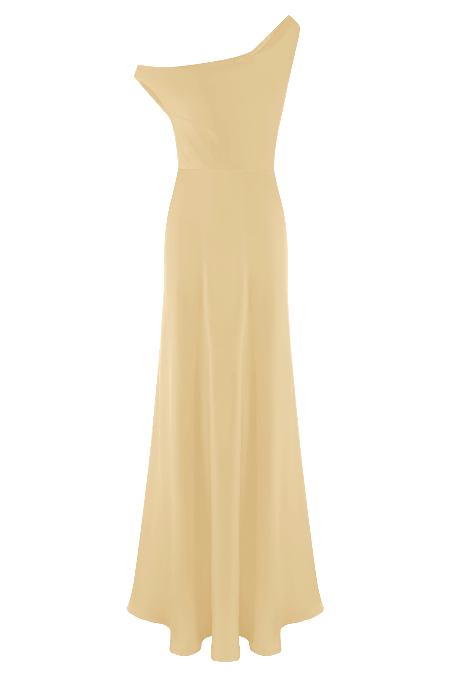 Jacinta Tek Omuz Uzun Elbise - Pastel Limon