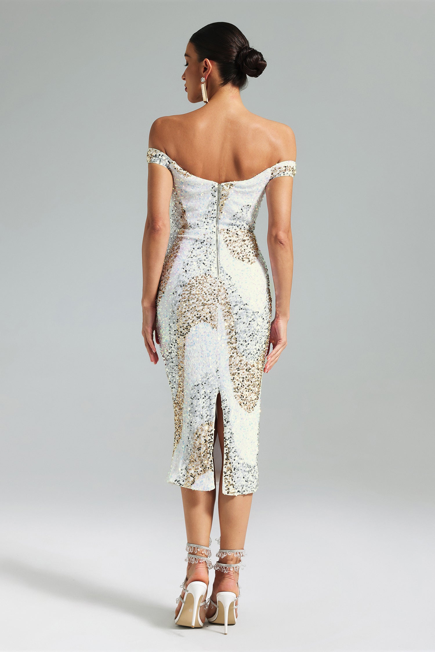 Jellay Payetler Tek Omuz Midi Elbise