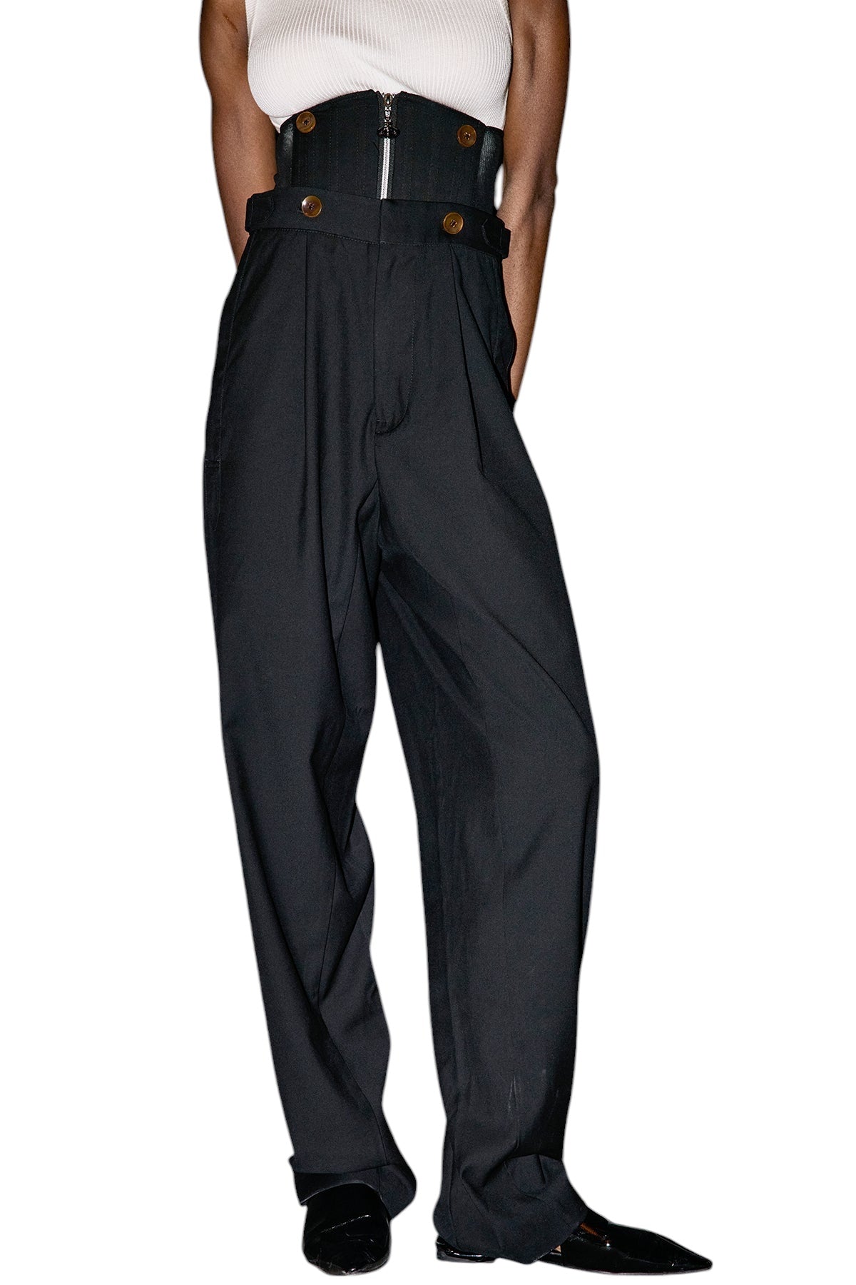 Balıksırtı Düğme Detaylı Pantolon