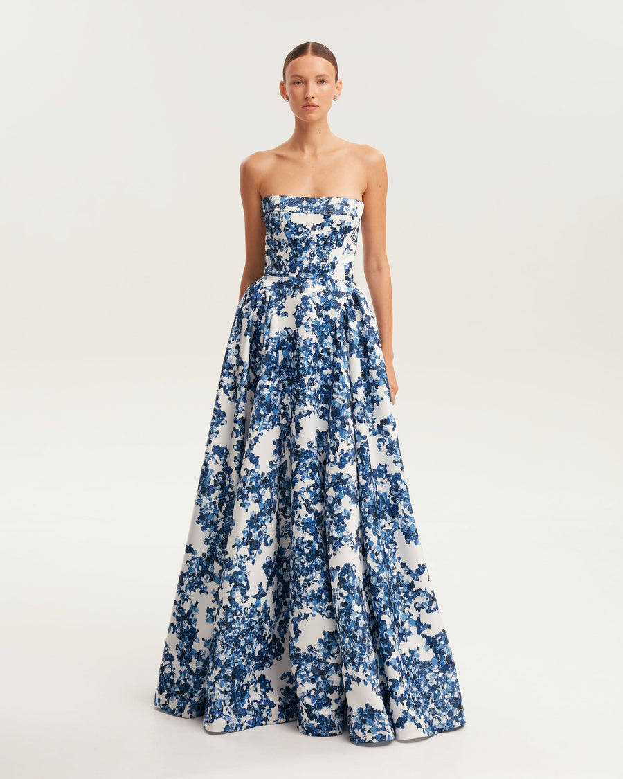 Flora Blossom Strapless Maxi Elbise